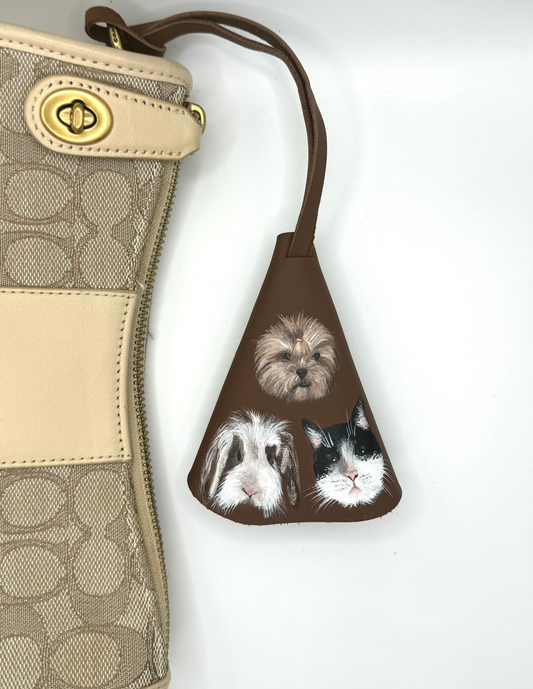 The Triple Pet Portrait Leather Bag Charm